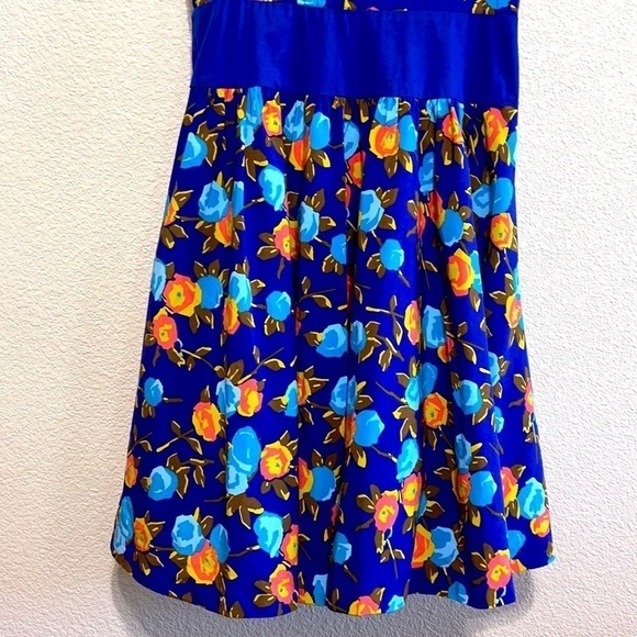 Tracy Reese- Blue & Orange Floral Print Dress - Picture 5 of 14